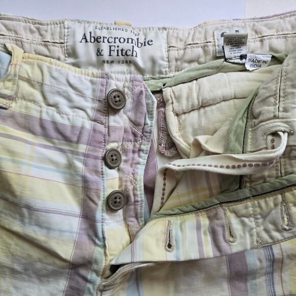 Abercrombie & Fitch Men’s Shorts Plaid Heavy Button Fly Cargo Shorts Size 34 - Picture 2 of 8